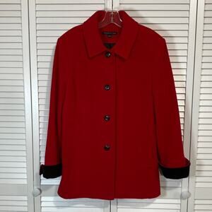 Preston & York Cherry Red Wool Blend  Peacoat Trench Coat Women L